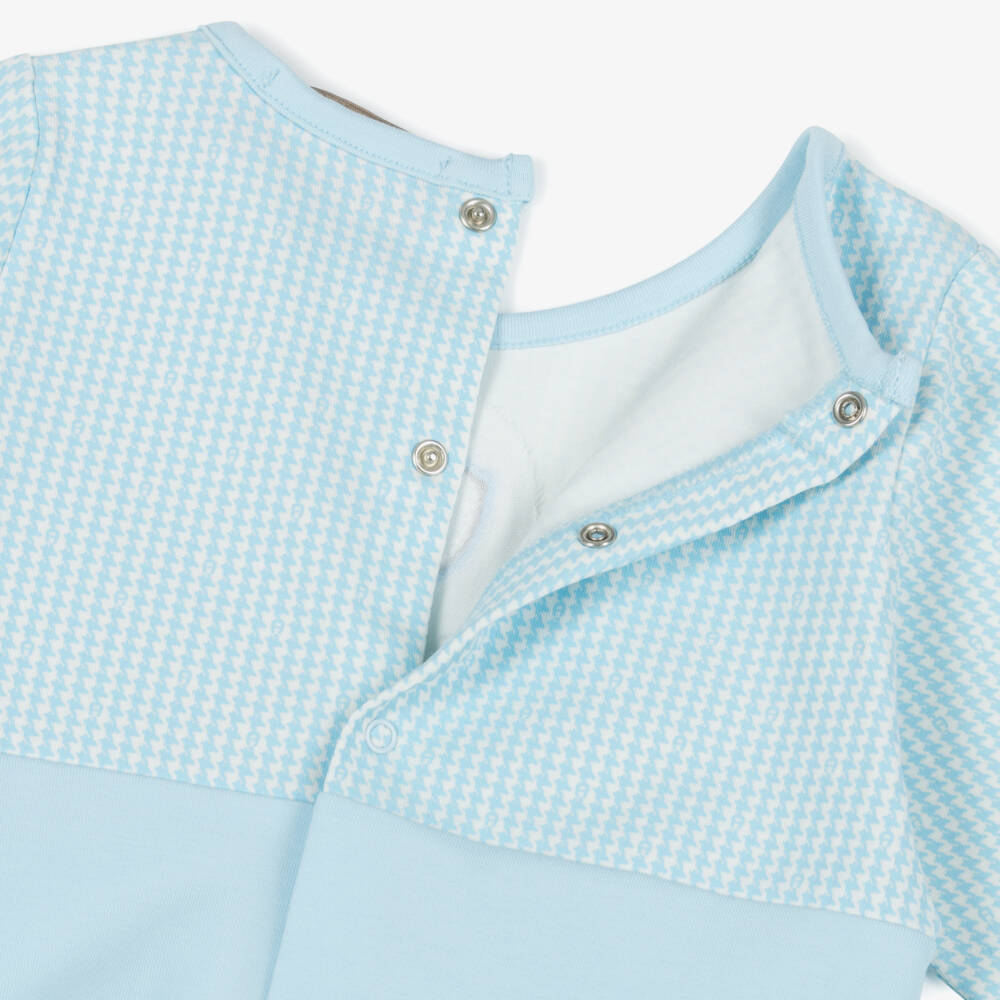 AIGNER-Boys Pale Blue Cotton Babygrow with Embroidered Logo | Childrensalon Outlet