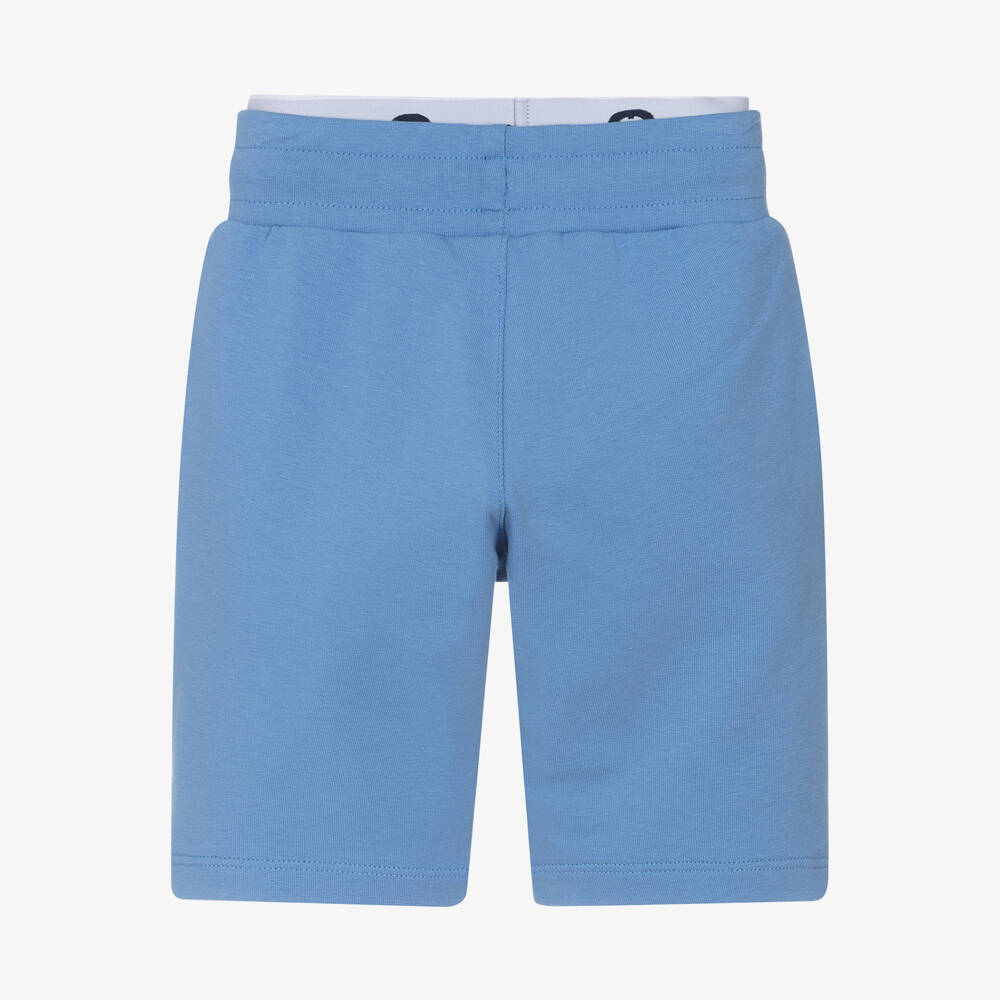 AIGNER-Boys Pale Blue Cotton Logo Shorts with Double Waistband | Childrensalon Outlet