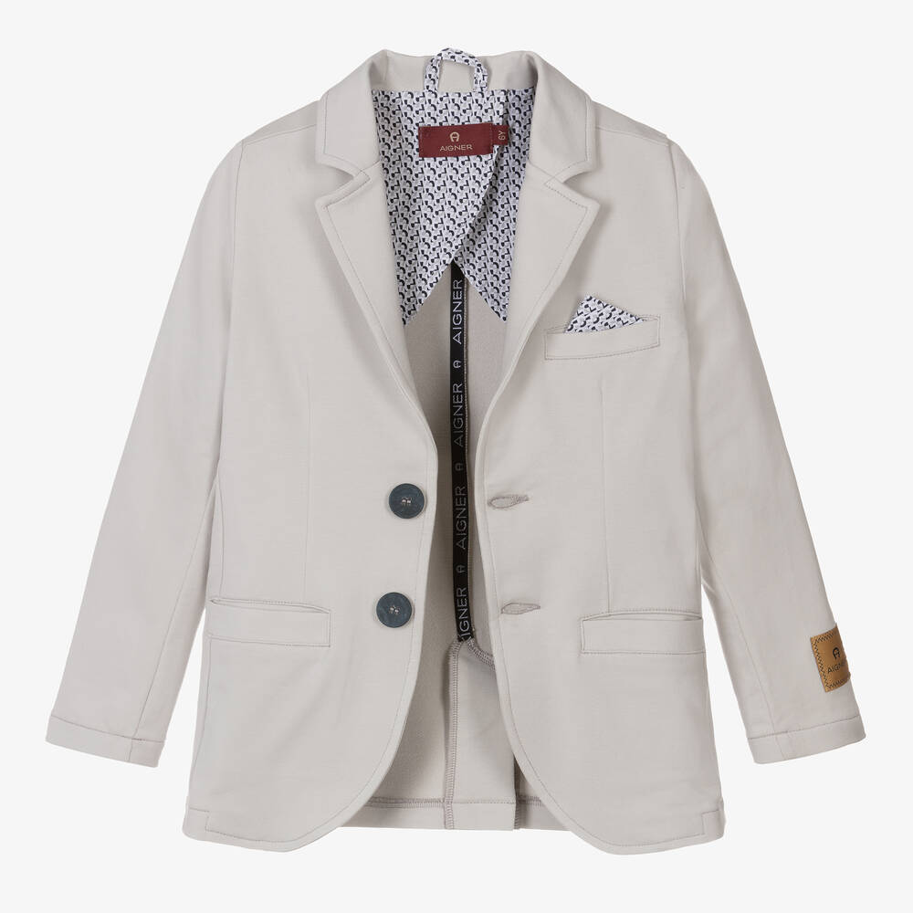 AIGNER Blazer gris pale en coton garcon Childrensalon Outlet