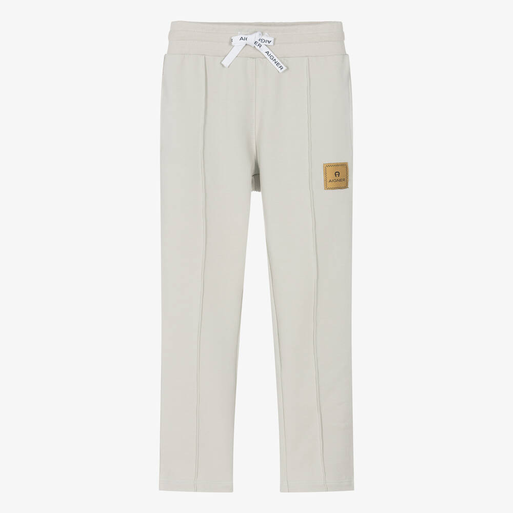 AIGNER-Boys Pale Grey Cotton Joggers | Childrensalon Outlet