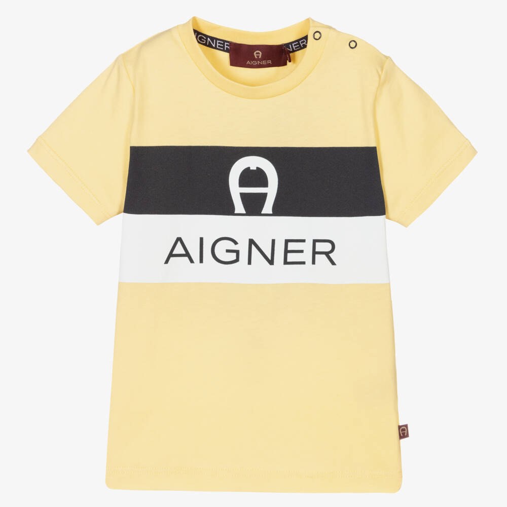 AIGNER-تيشيرت مخطط أصفر فاتح للأولاد | Childrensalon Outlet