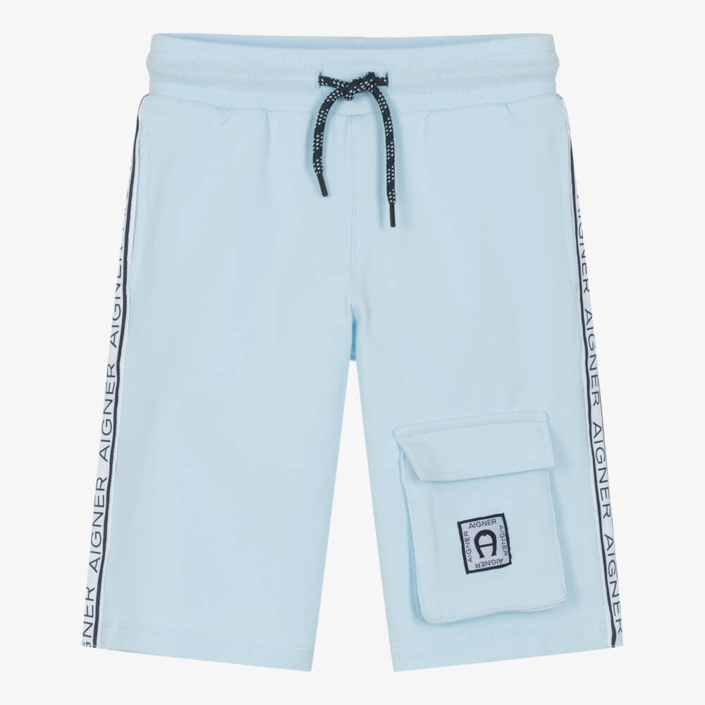 AIGNER-Boys Pastel Blue Cotton Jersey Shorts | Childrensalon Outlet