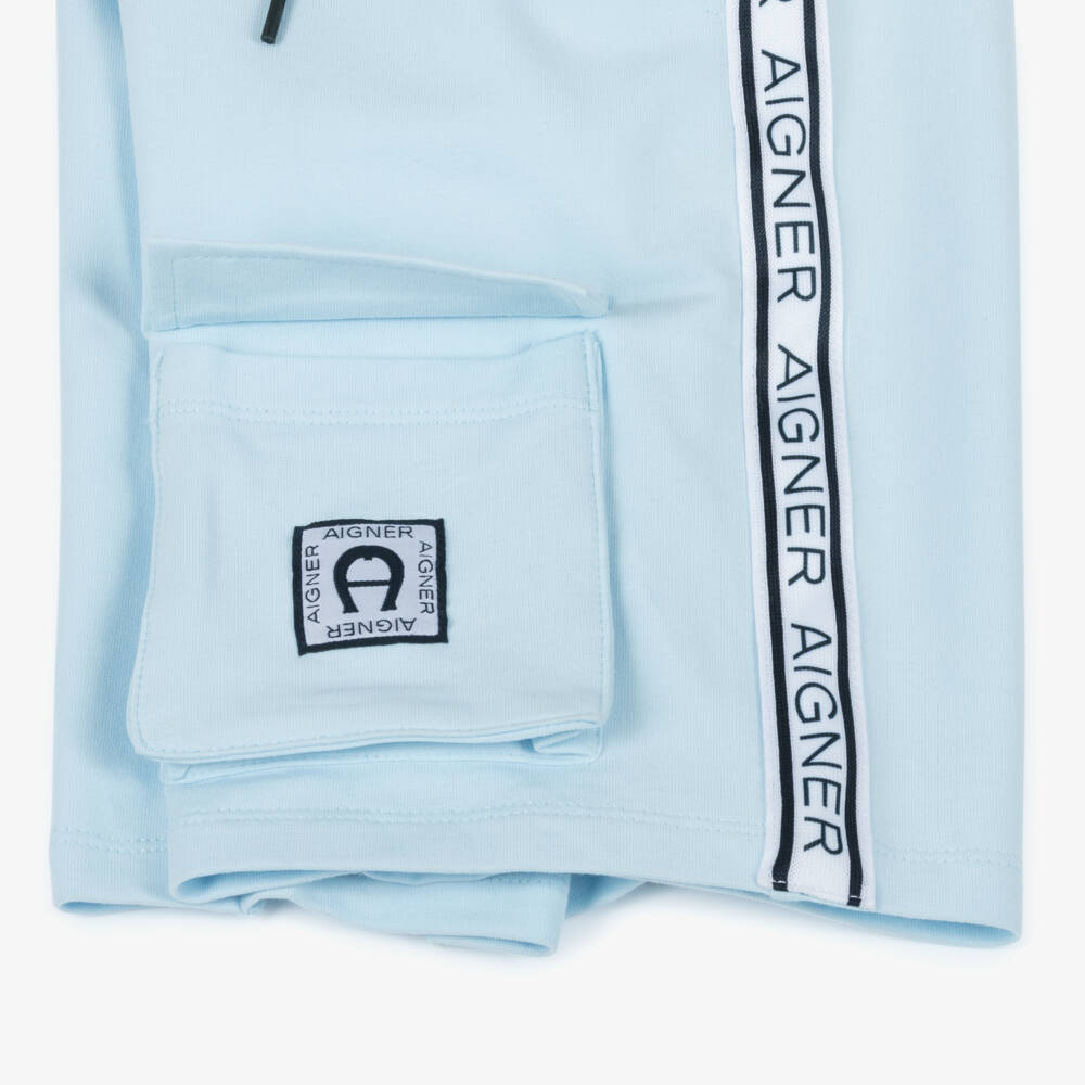 AIGNER-Boys Pastel Blue Cotton Jersey Shorts | Childrensalon Outlet