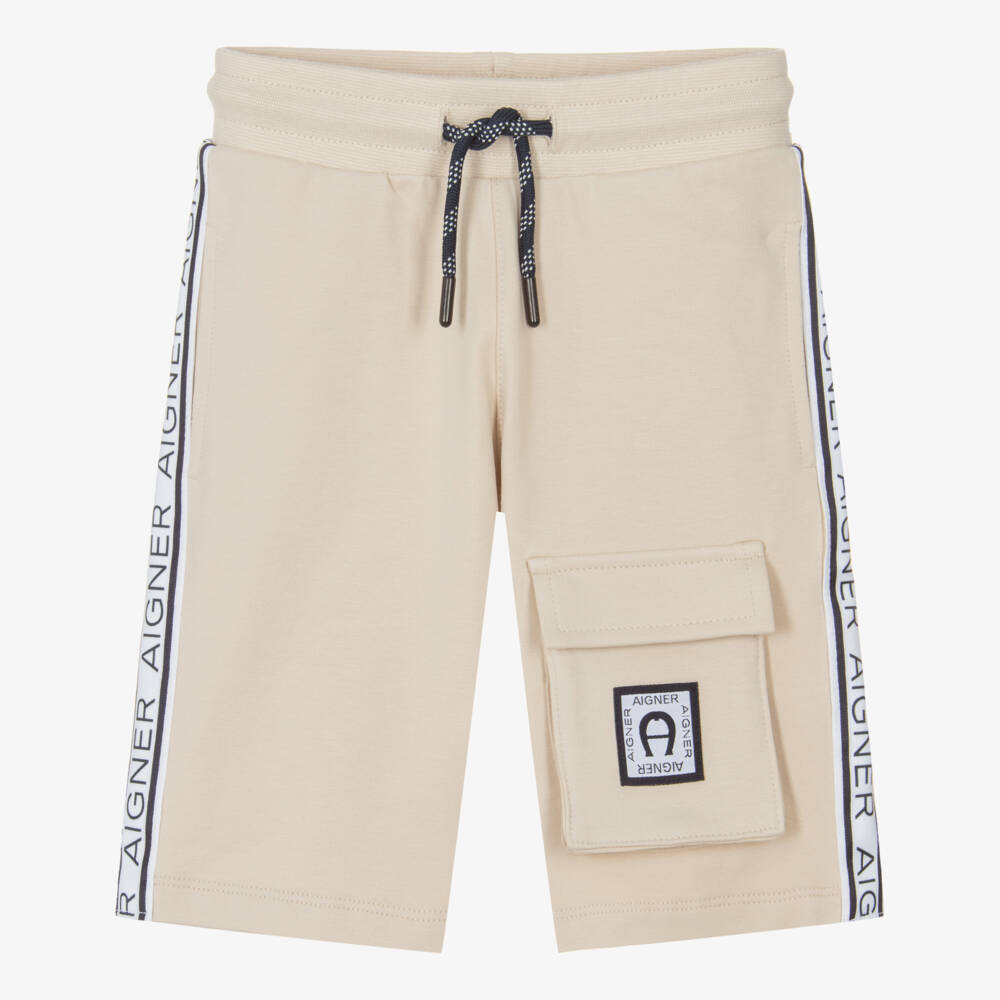 AIGNER-Boys Pastel Green Cotton Jersey Drawstring Shorts | Childrensalon Outlet
