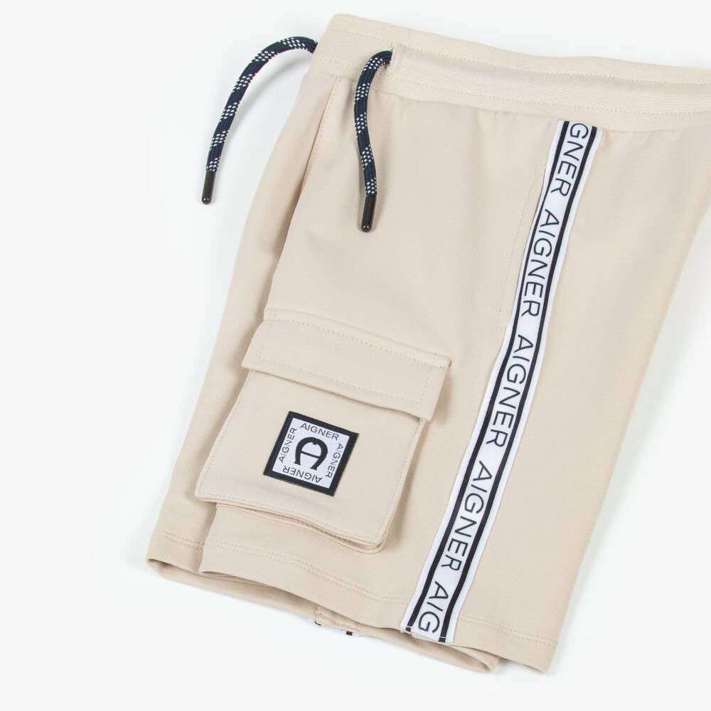 AIGNER-Boys Pastel Green Cotton Jersey Drawstring Shorts | Childrensalon Outlet