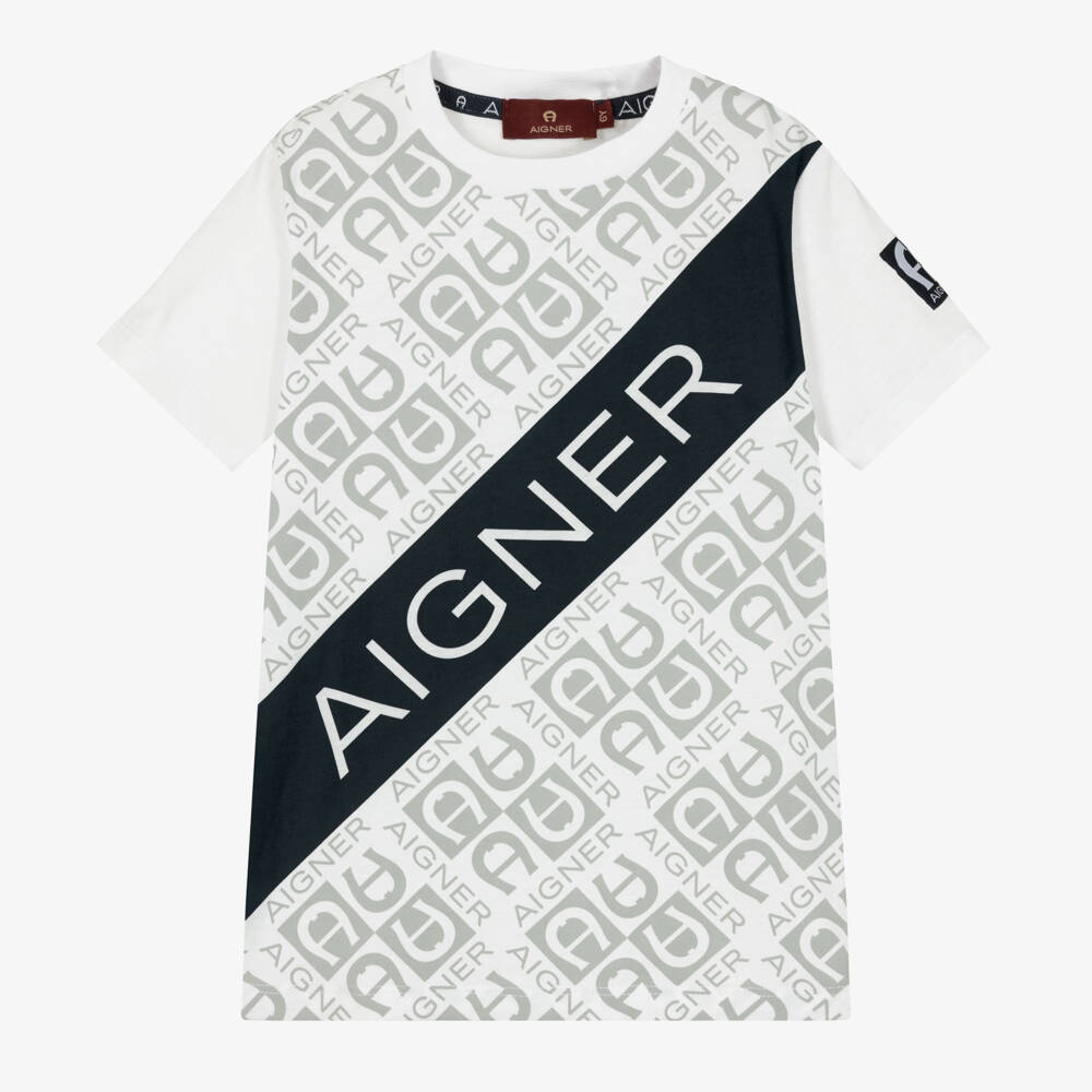 AIGNER-Белая хлопковая футболка для мальчиков | Childrensalon Outlet