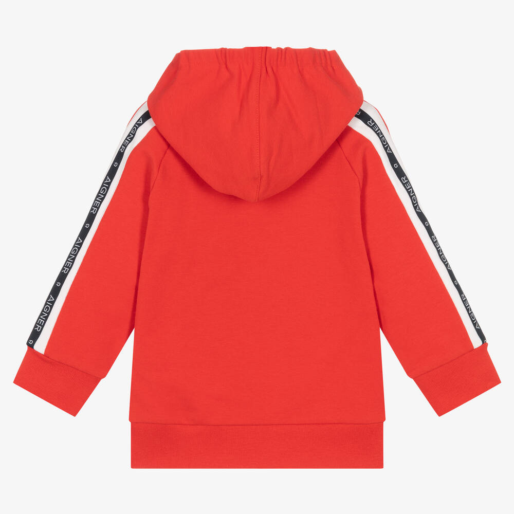 AIGNER Boys Red Cotton Logo Hoodie Childrensalon Outlet