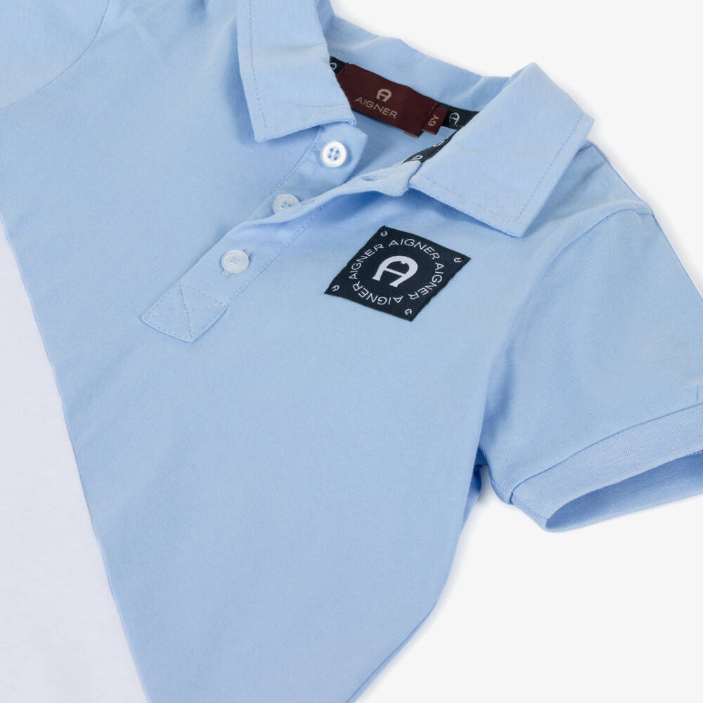 AIGNER-Boys Sky-Hued Cotton Polo Top | Childrensalon Outlet