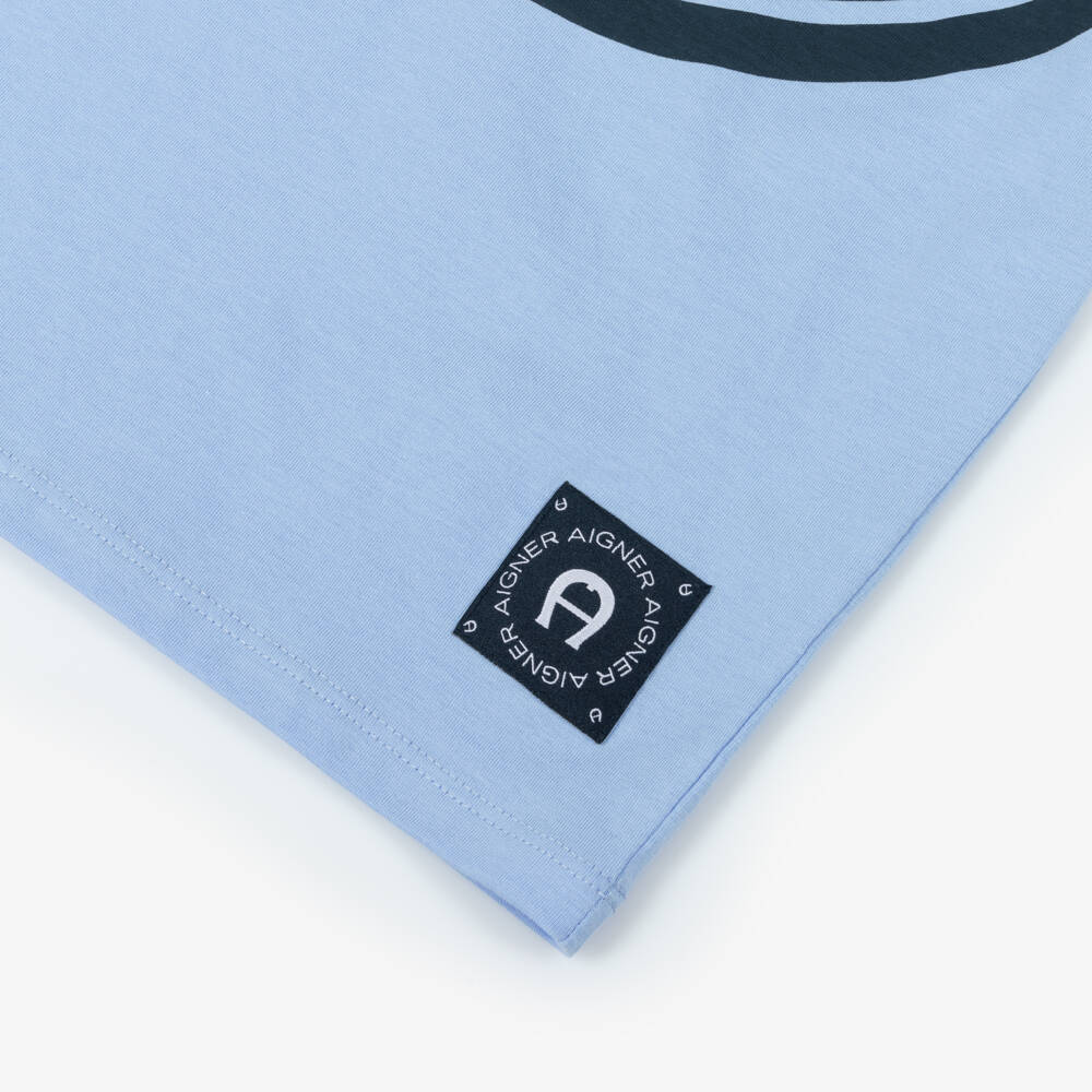 AIGNER-Boys Sky-Hued Cotton Tee | Childrensalon Outlet