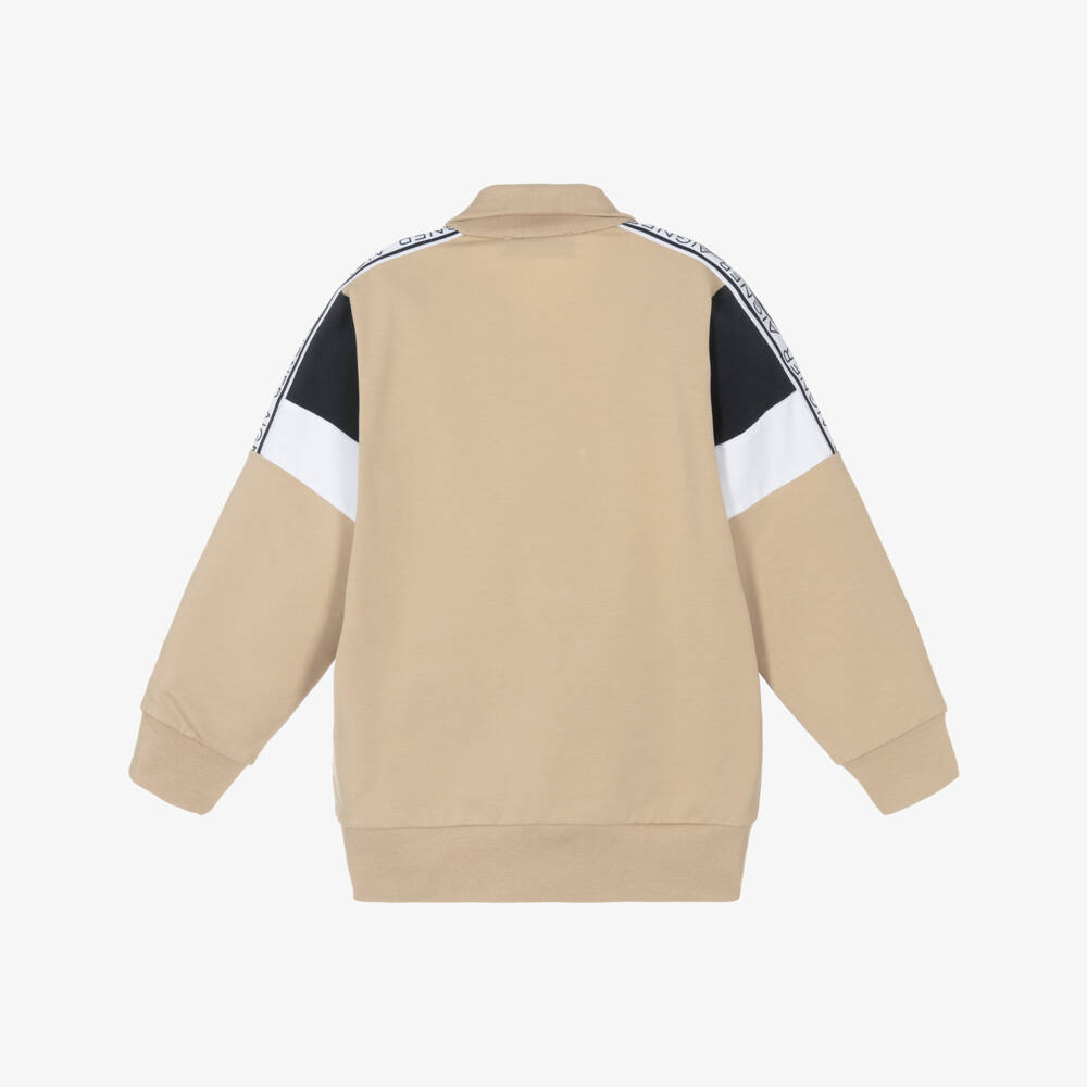 AIGNER-Мягкая бежевая куртка на молнии для мальчиков | Childrensalon Outlet