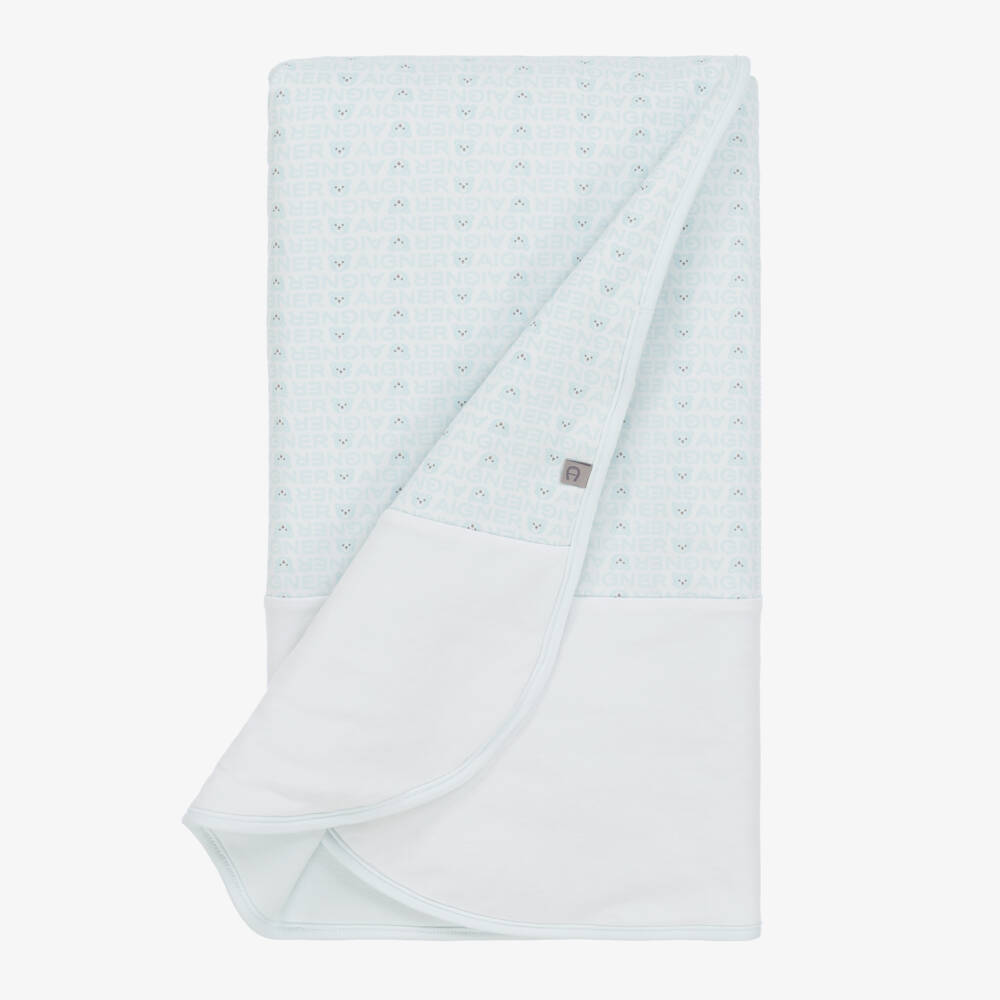 AIGNER-Boys' Soft Blue Cotton Blanket | Childrensalon Outlet