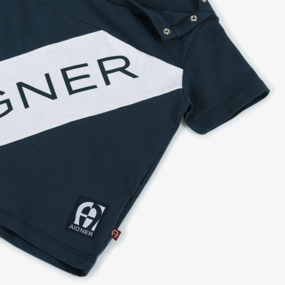 AIGNER-Boys Soft Blue Logo Tee | Childrensalon Outlet