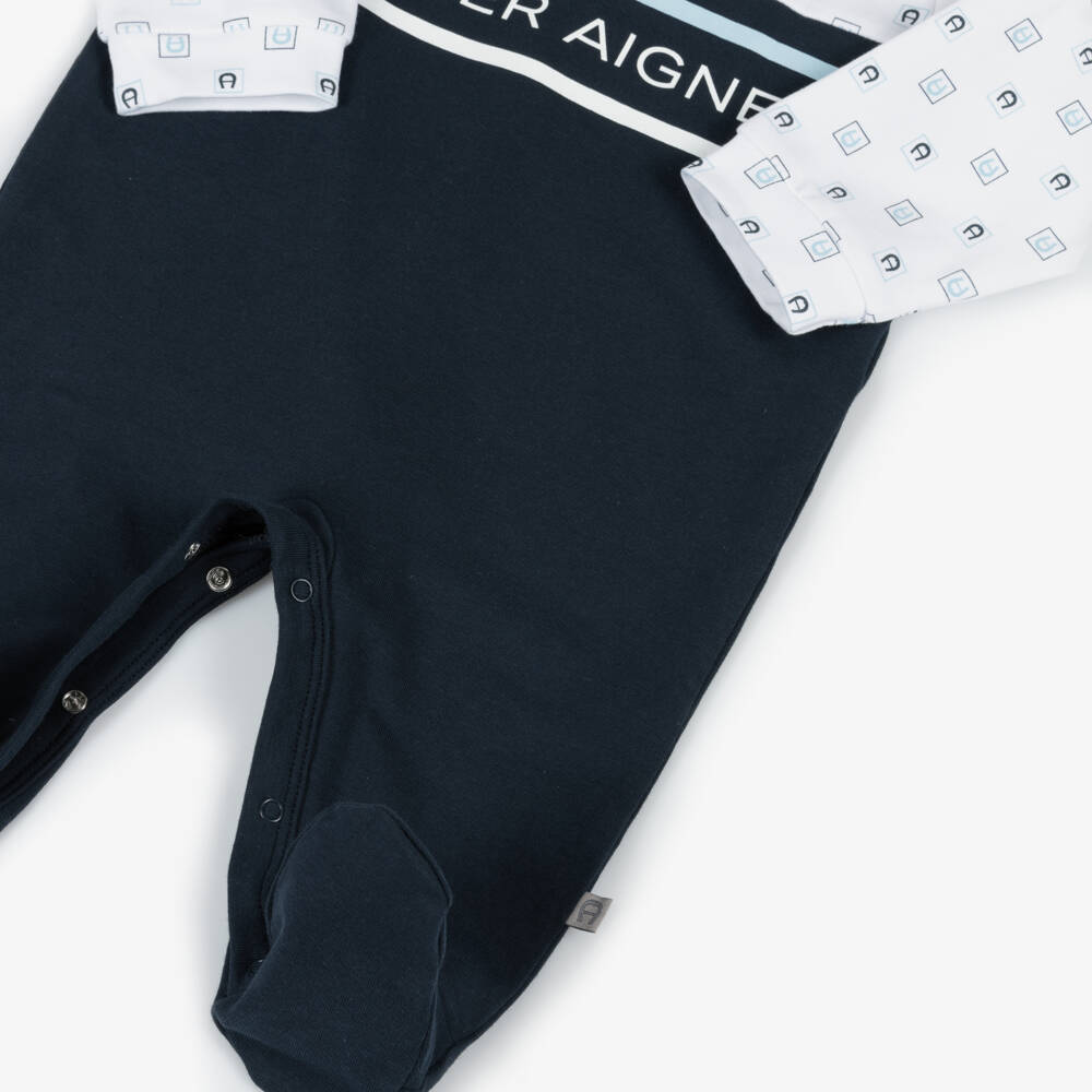 AIGNER-Boys Soft Blue Pima Sleepsuit | Childrensalon Outlet