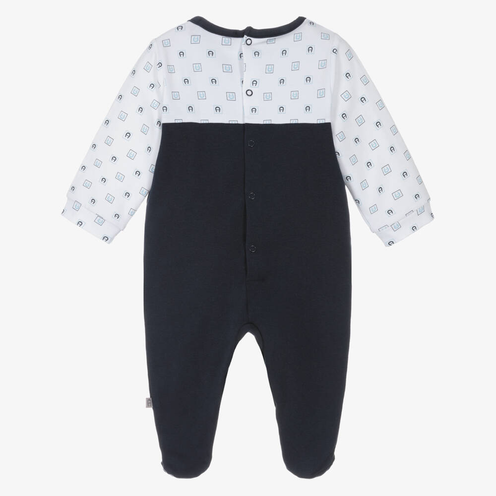AIGNER-Boys Soft Blue Pima Sleepsuit | Childrensalon Outlet