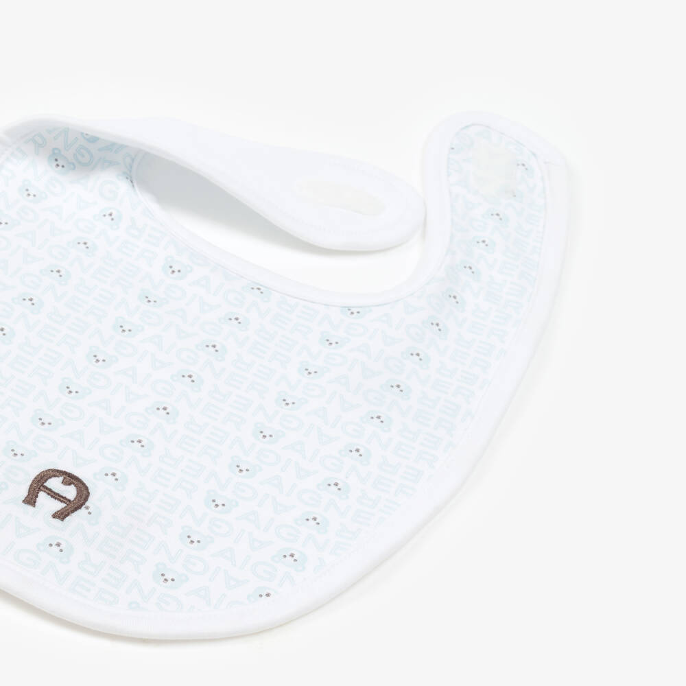 AIGNER-Boys Soft White Bear-Print Bib | Childrensalon Outlet