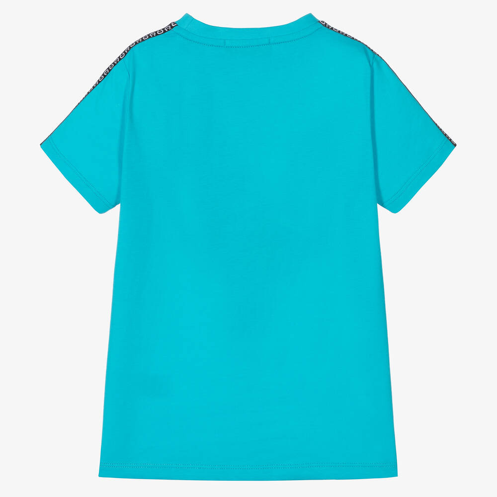 AIGNER-Boys Turquoise Blue Cotton Logo T-Shirt | Childrensalon Outlet