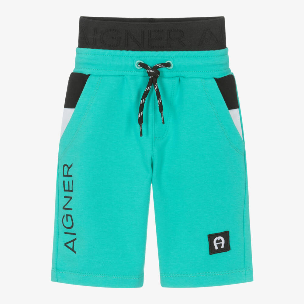 AIGNER-Boys Turquoise Cotton Jersey Shorts | Childrensalon Outlet