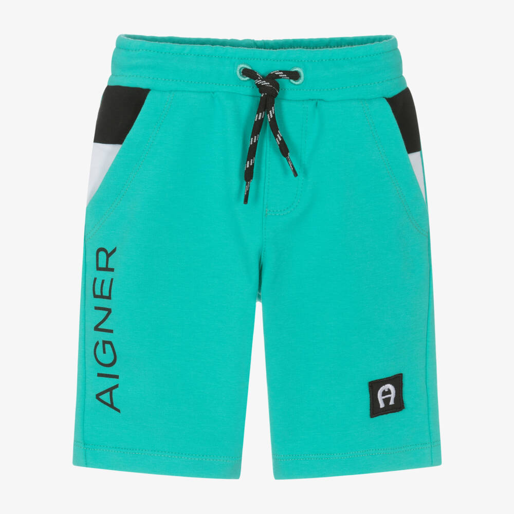 AIGNER-Boys Turquoise Cotton Jersey Shorts | Childrensalon Outlet