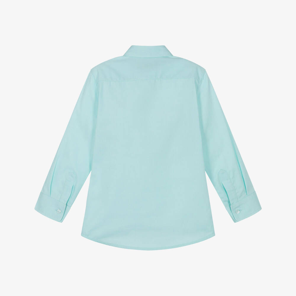 AIGNER-Boys Turquoise Poplin Logo Shirt | Childrensalon Outlet