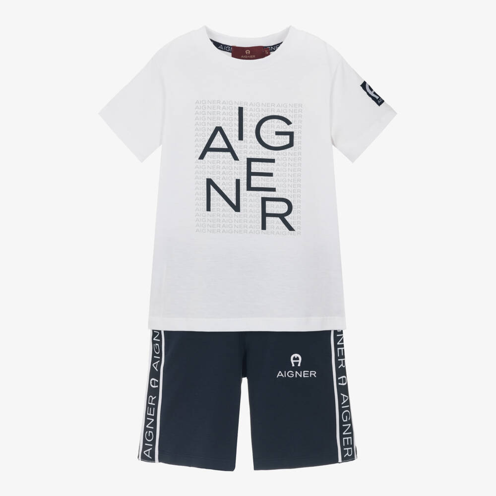 AIGNER-طقم قطن جيرسي بلونين للأولاد | Childrensalon Outlet