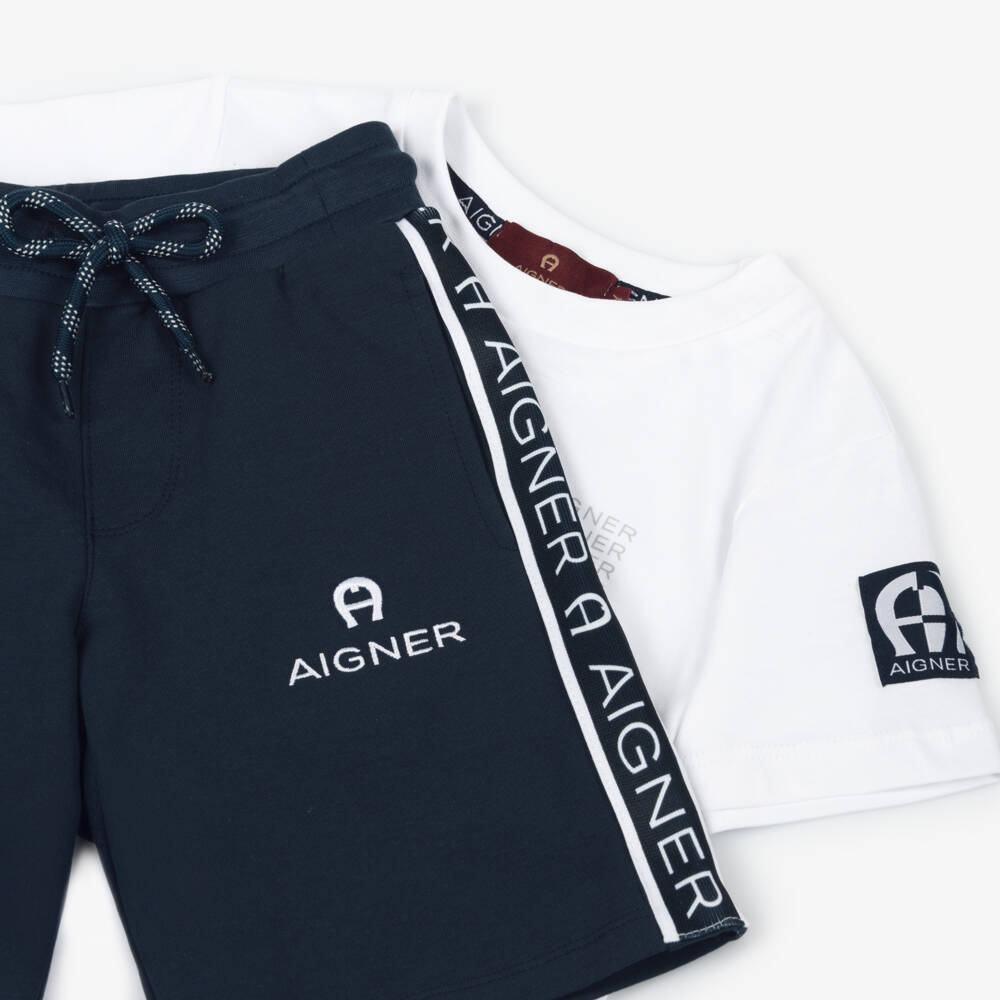 AIGNER-Комплект из двухцветного хлопкового трикотажа для мальчиков | Childrensalon Outlet