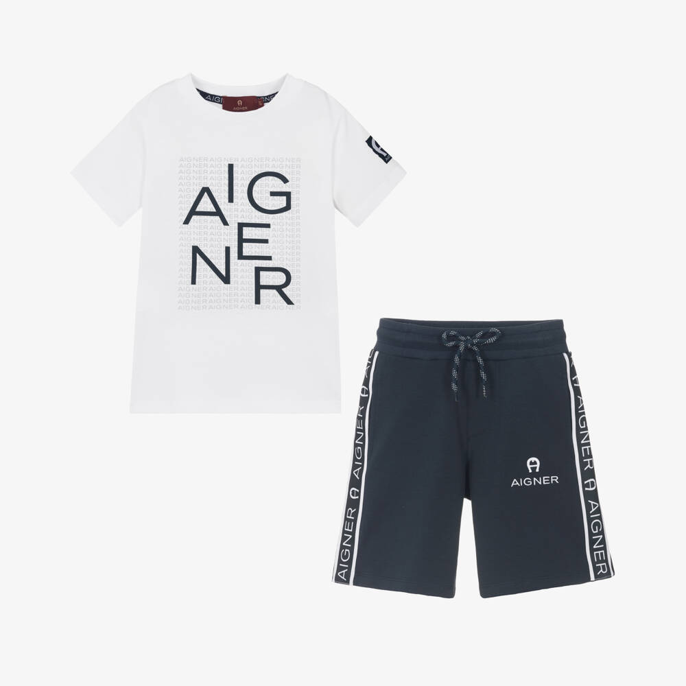 AIGNER-Комплект из двухцветного хлопкового трикотажа для мальчиков | Childrensalon Outlet