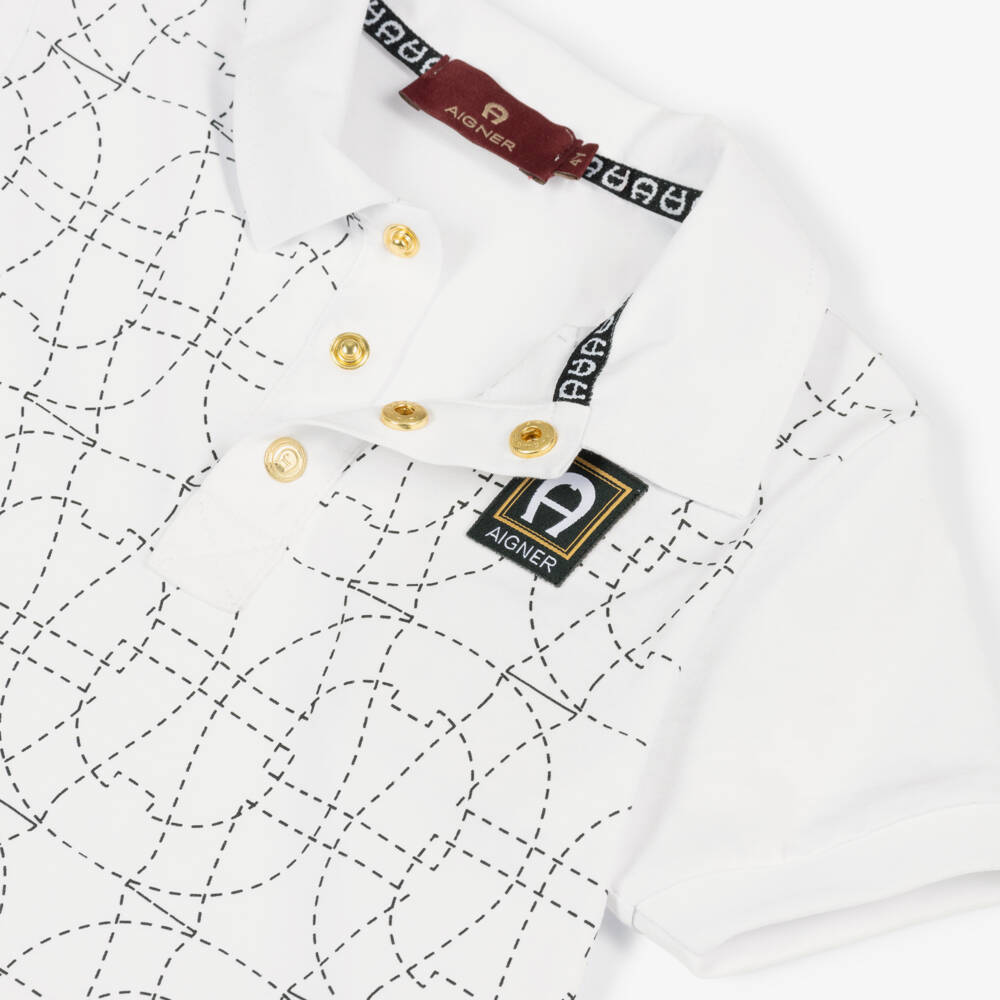 AIGNER-Boys White & Black Cotton Jersey Shorts Set | Childrensalon Outlet