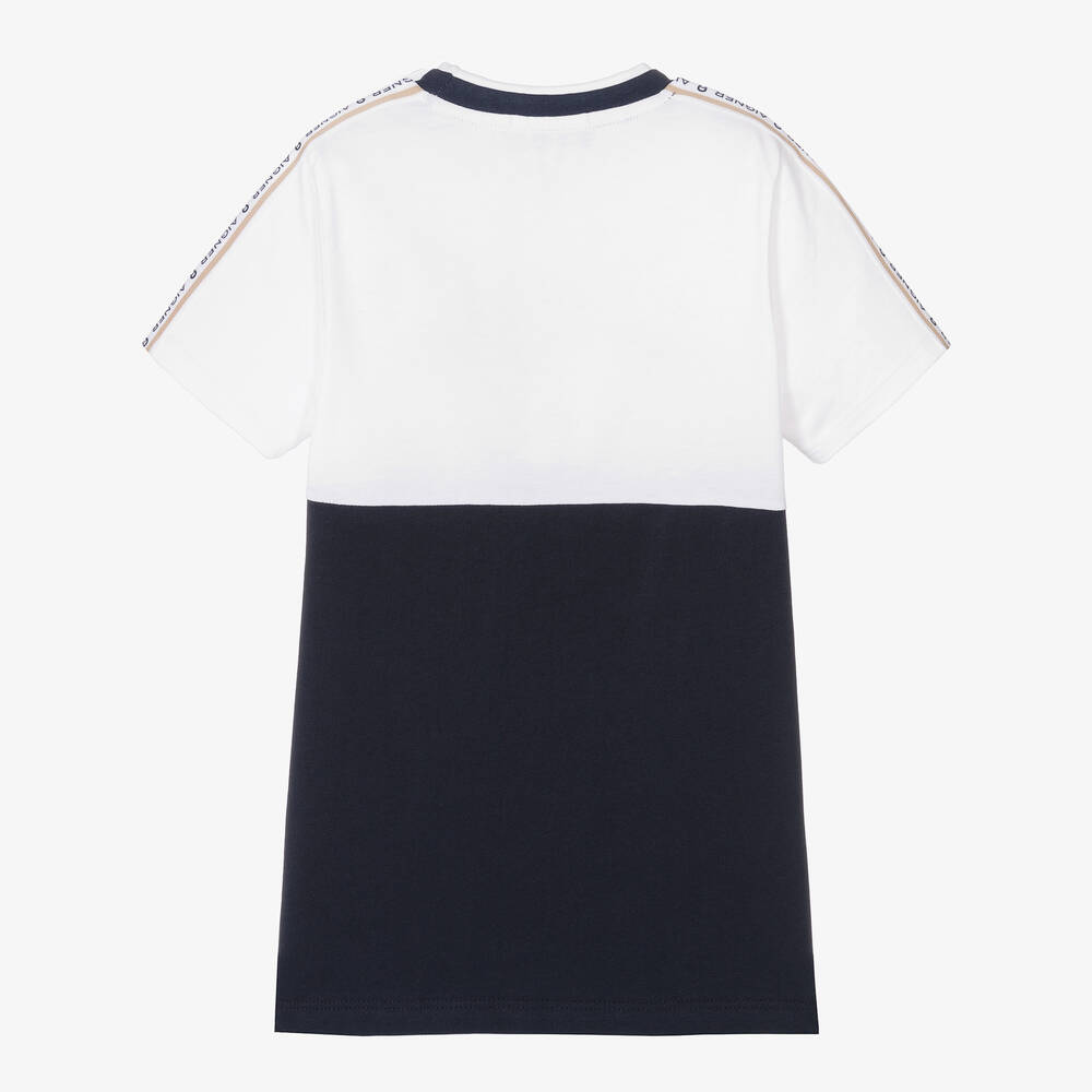 AIGNER-تيشيرت قطن لون أبيض وكحلي للأولاد | Childrensalon Outlet
