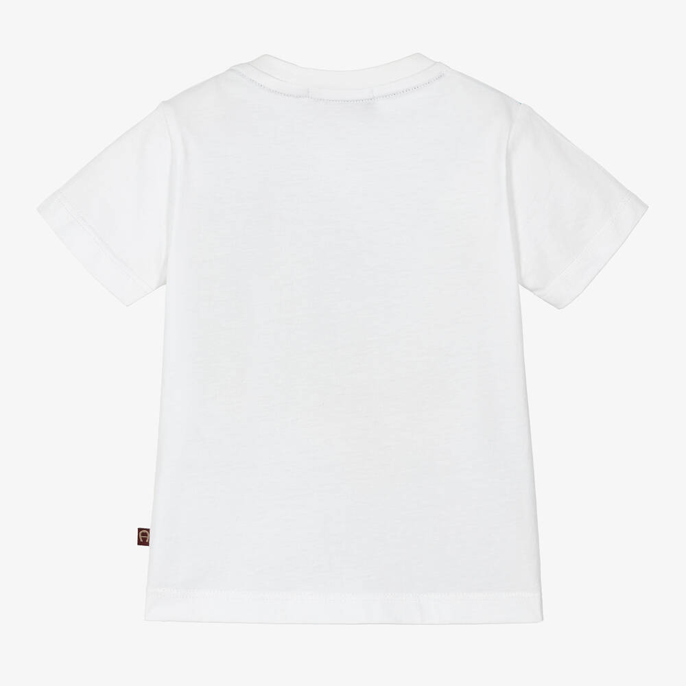 AIGNER-Boys White & Blue Cotton T-Shirt | Childrensalon Outlet
