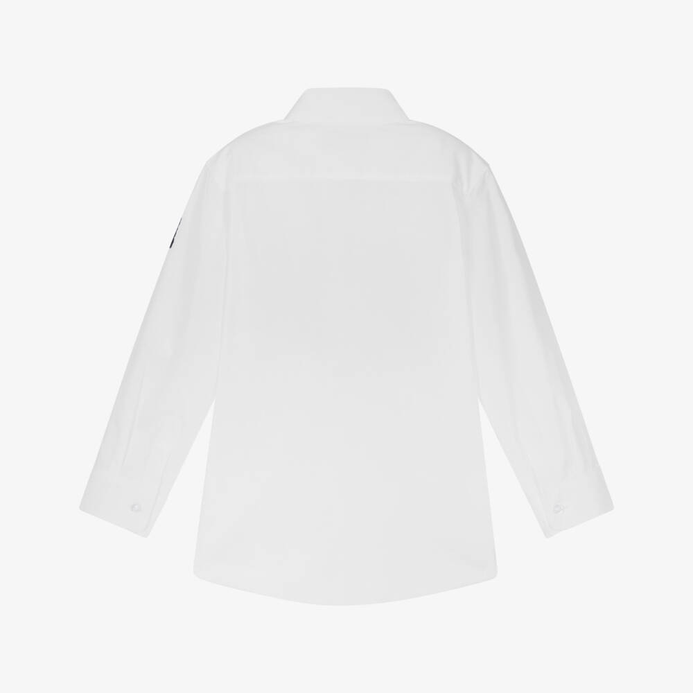 AIGNER-Boys White & Blue Horseshoe Logo Cotton Shirt | Childrensalon Outlet