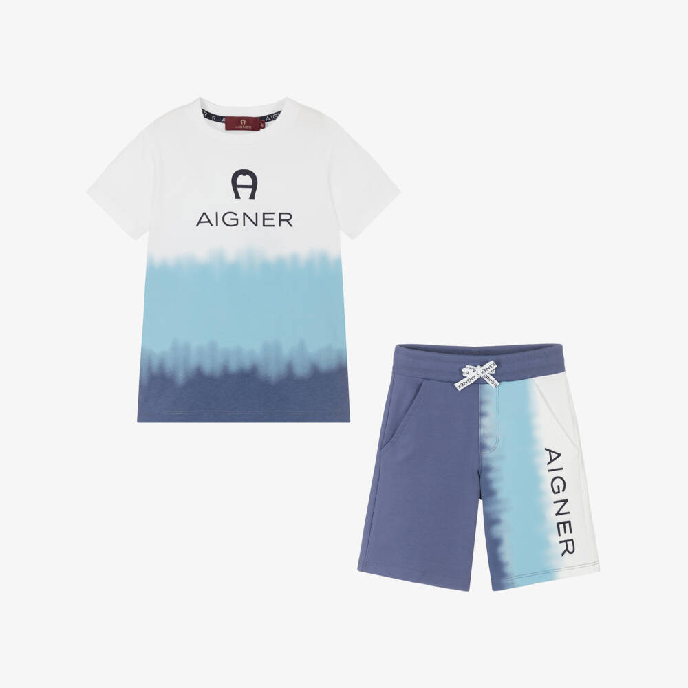AIGNER-Бело-голубая футболка и шорты | Childrensalon Outlet