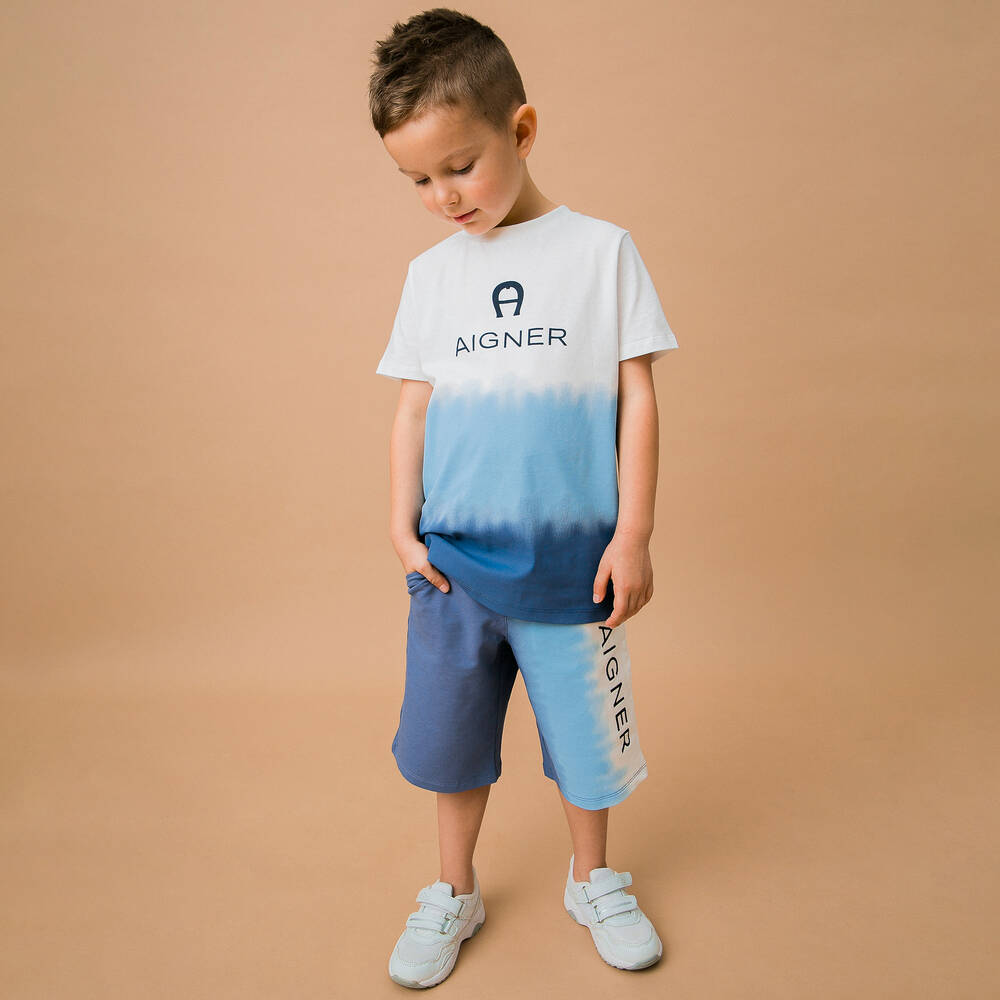 AIGNER-Бело-синяя футболка для мальчиков | Childrensalon Outlet
