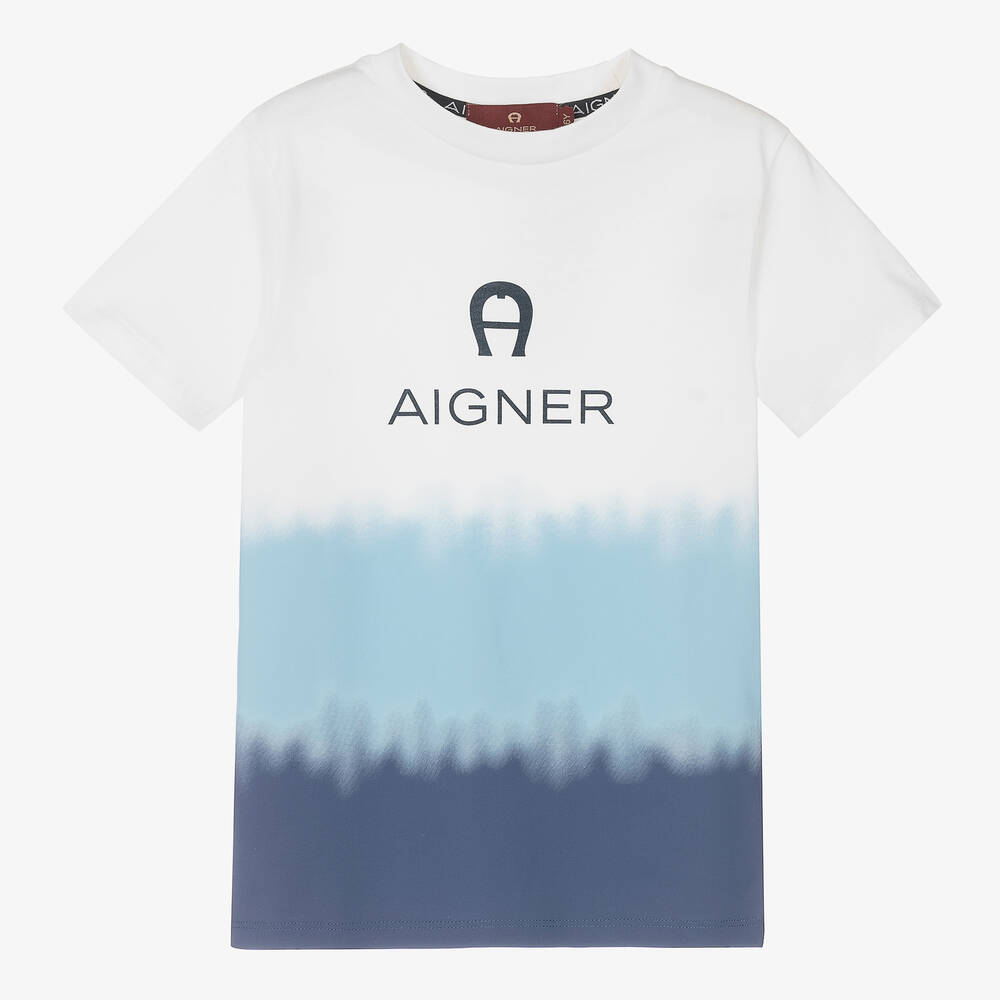 AIGNER-Бело-синяя футболка для мальчиков | Childrensalon Outlet