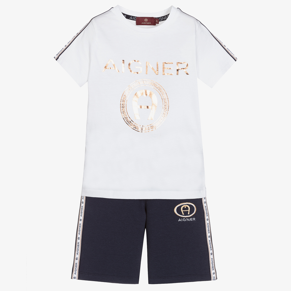 AIGNER - Ens. short bleu/blanc Garçon | Childrensalon