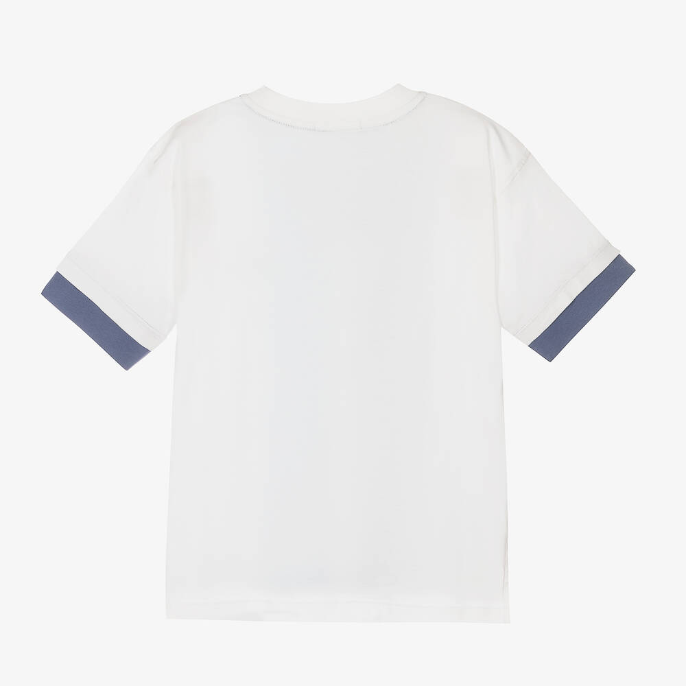 AIGNER-Boys White & Blue T-Shirt | Childrensalon Outlet