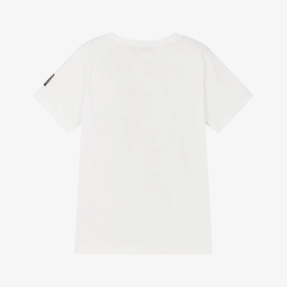 AIGNER-Boys White & Brown Logo Cotton Jersey T-Shirt | Childrensalon Outlet