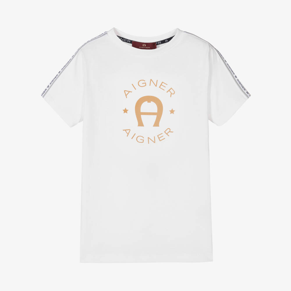 AIGNER-تيشيرت قطن لون أبيض للأولاد | Childrensalon Outlet