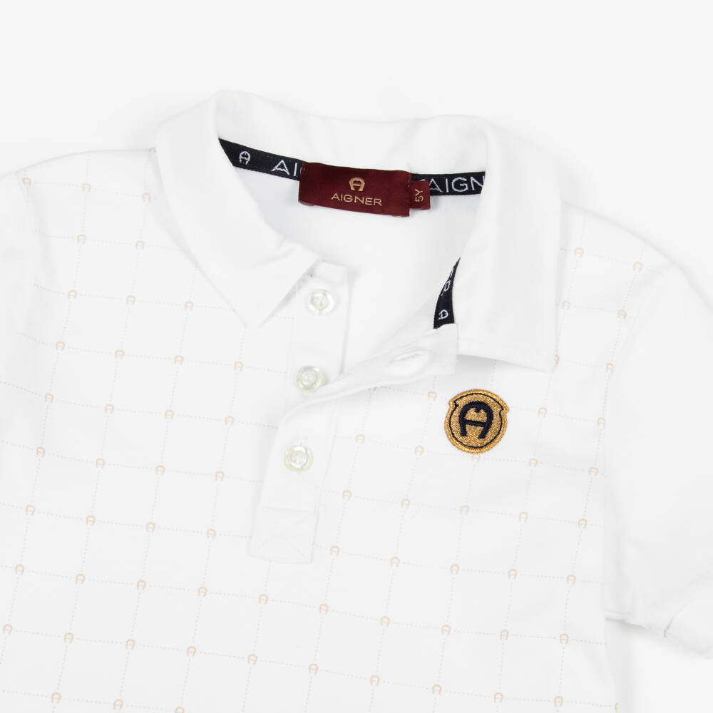 AIGNER-Boys White Cotton Jersey Polo Shirt | Childrensalon Outlet