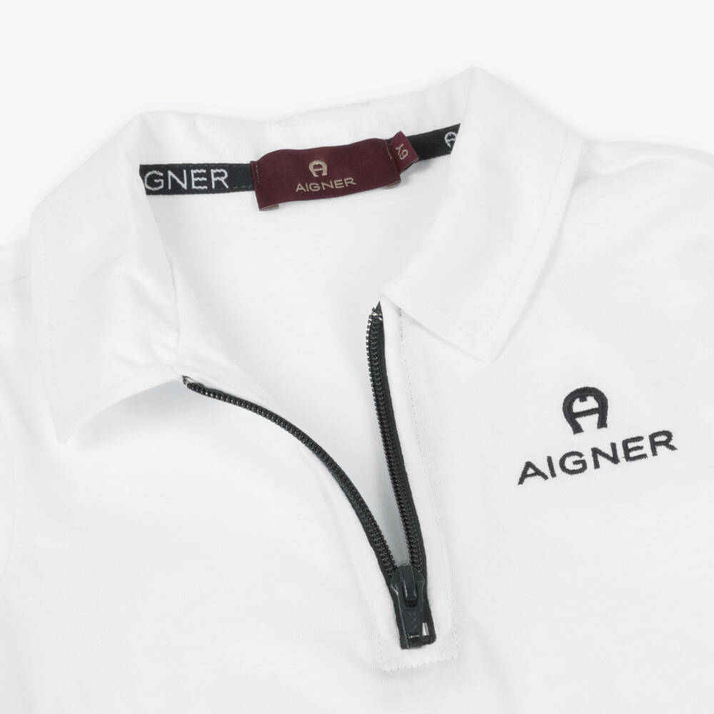AIGNER-Белая рубашка поло с логотипом для мальчиков | Childrensalon Outlet