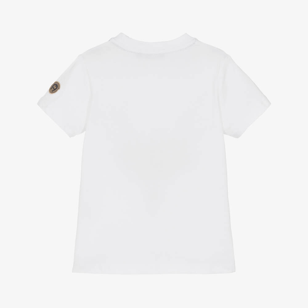 AIGNER-Boys White Cotton Logo Letters T-Shirt | Childrensalon Outlet