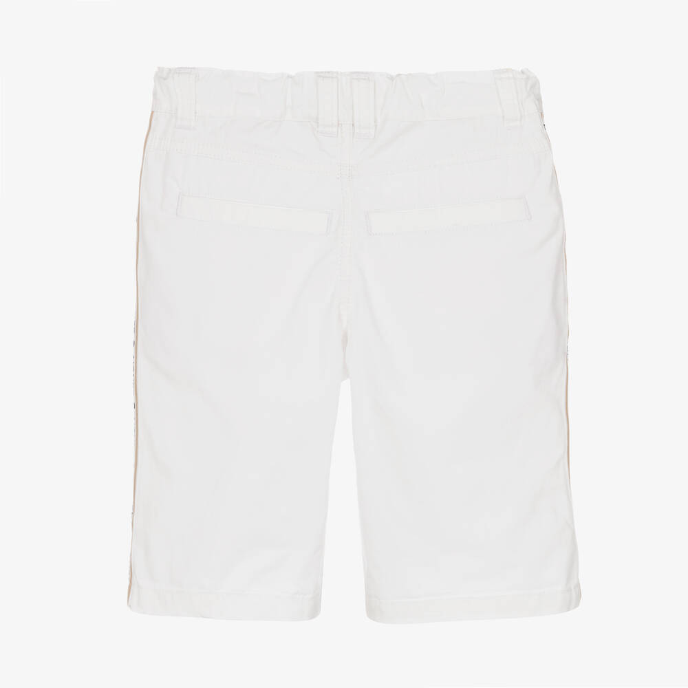 AIGNER-Boys White Cotton Logo Shorts | Childrensalon Outlet