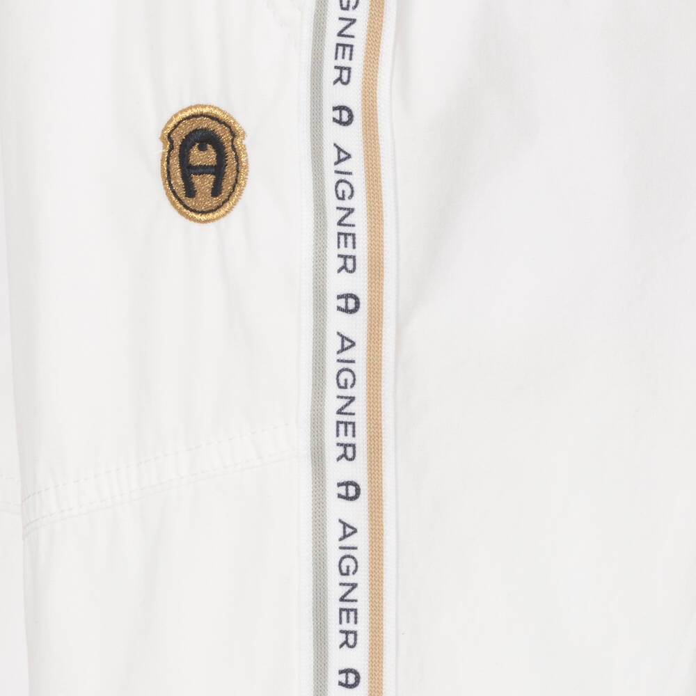 AIGNER-Boys White Cotton Logo Shorts | Childrensalon Outlet