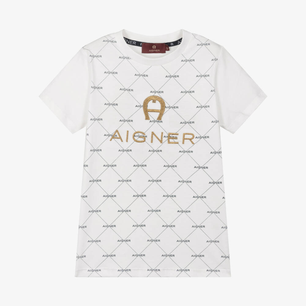 AIGNER-تيشيرت قطن لون أبيض للأولاد | Childrensalon Outlet
