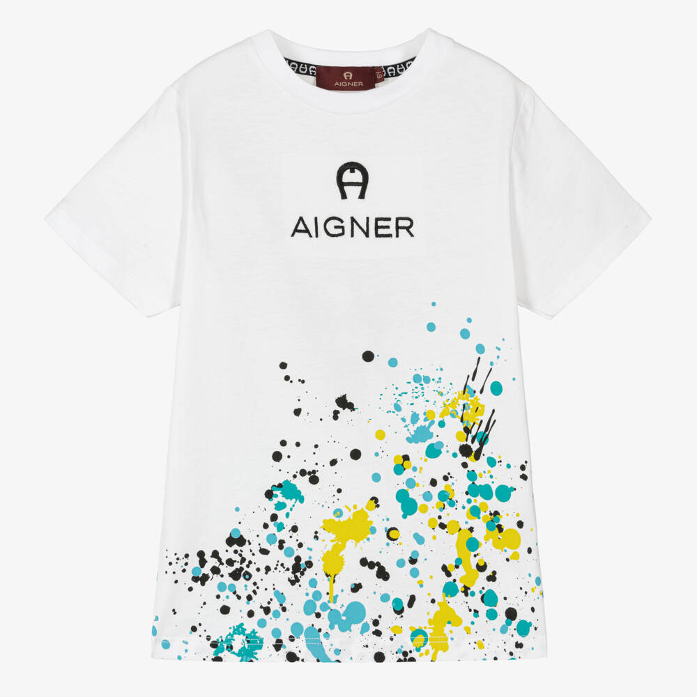 AIGNER-تيشيرت قطن لون أبيض للأولاد | Childrensalon Outlet