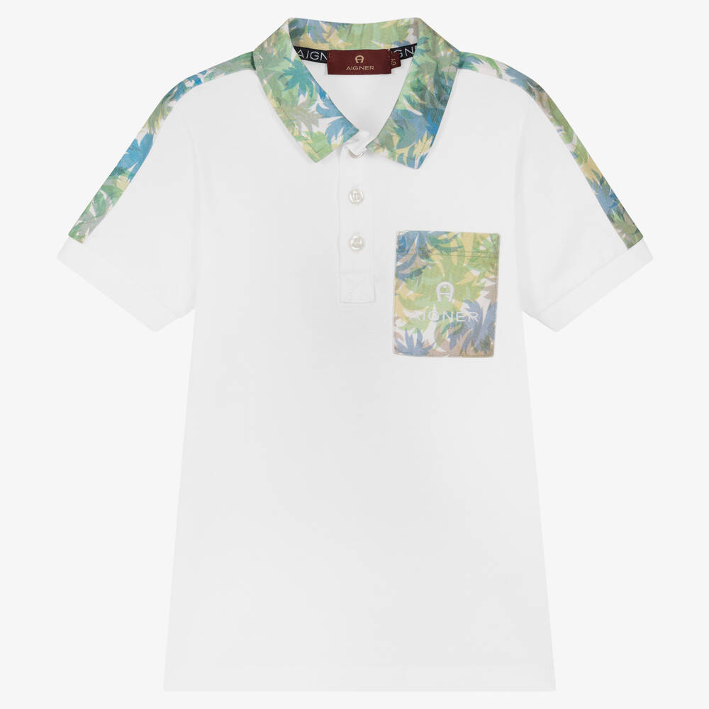 AIGNER - Polo blanc en coton garçon | Childrensalon