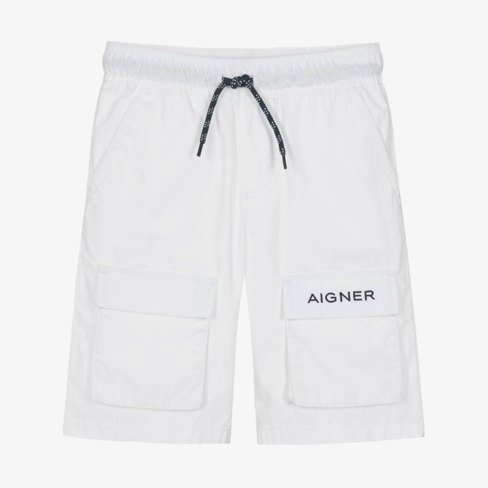 AIGNER-Белые шорты из джерси с логотипом для мальчиков | Childrensalon Outlet
