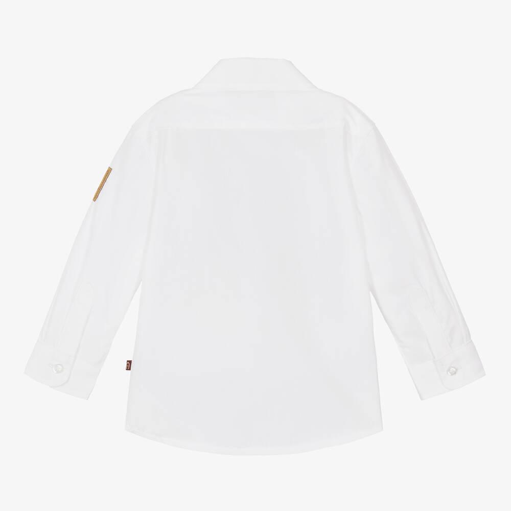 AIGNER-Boys White Cotton Shirt | Childrensalon Outlet