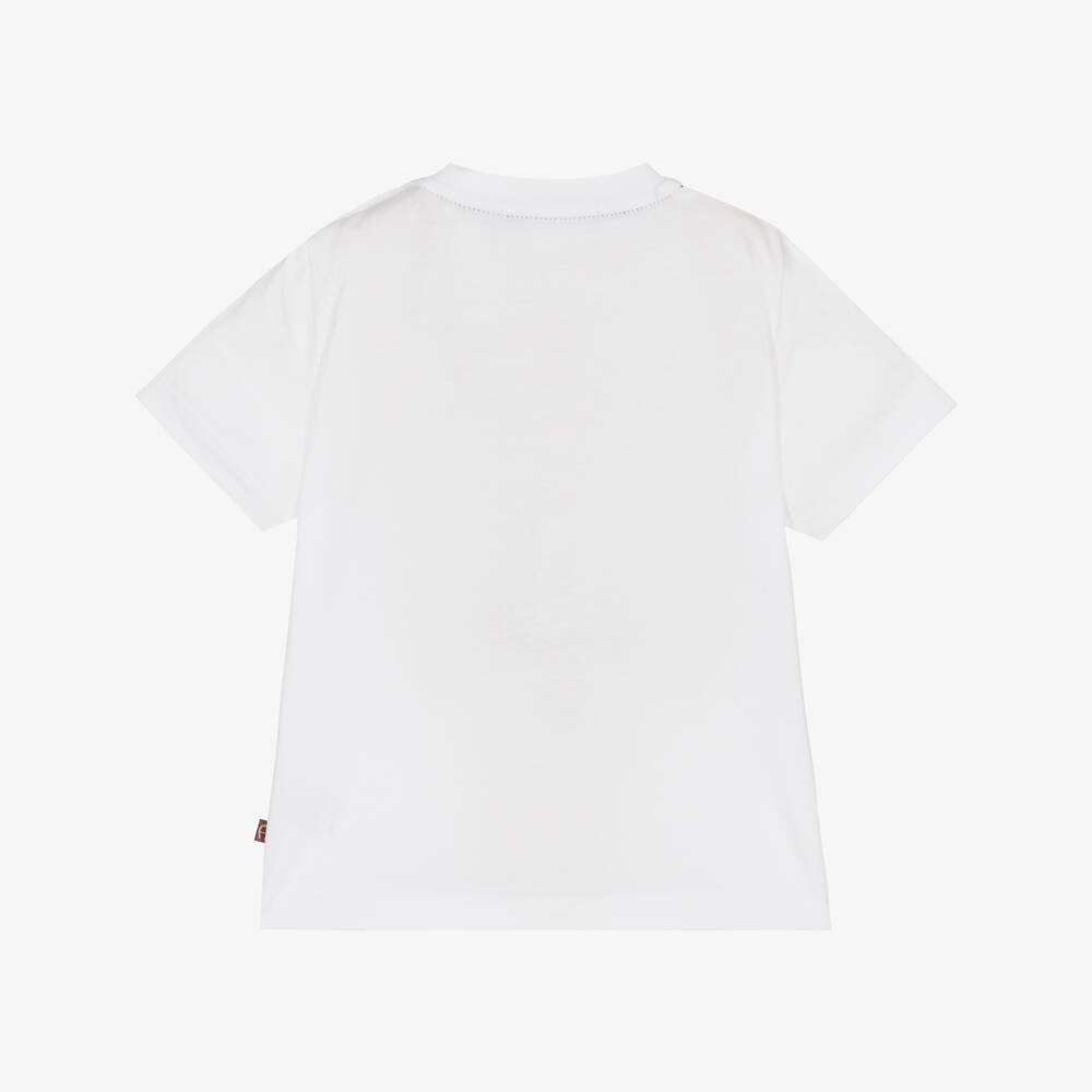 AIGNER-Boys White Cotton Stripe T-Shirt | Childrensalon Outlet