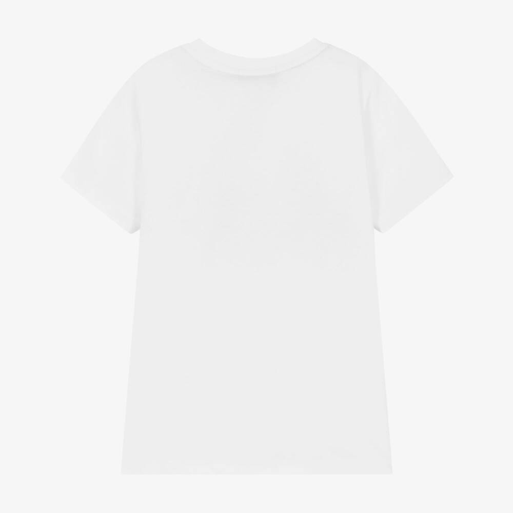AIGNER-Boys White Cotton Stripes T-Shirt | Childrensalon Outlet