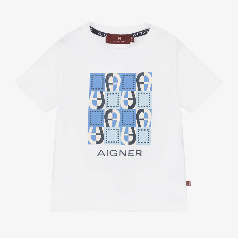 AIGNER - T-shirt blanc en coton pour garçon | Childrensalon